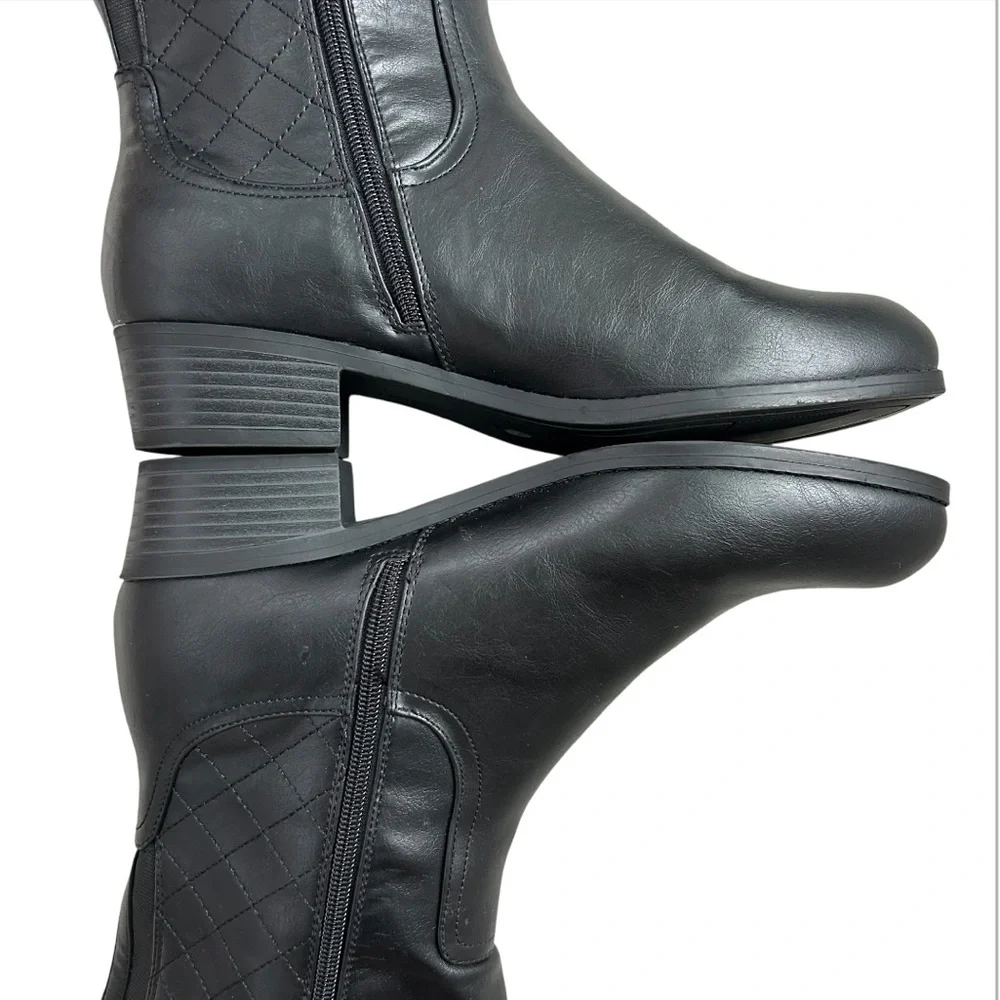 LIZ CLAIBORNE Women’s Torino Riding‎ Boot Memory Foam Wide Calf Zipper Black 11W